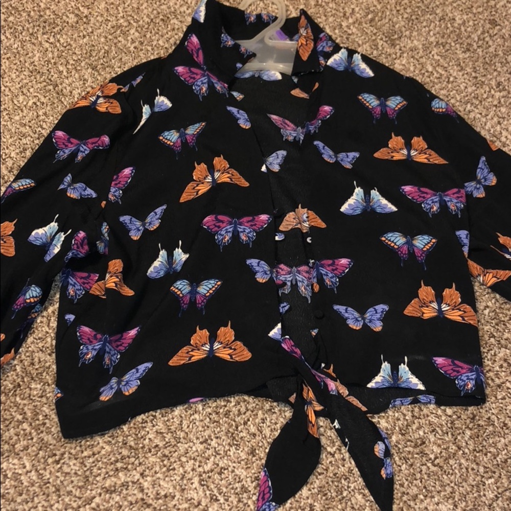 Black butterfly top